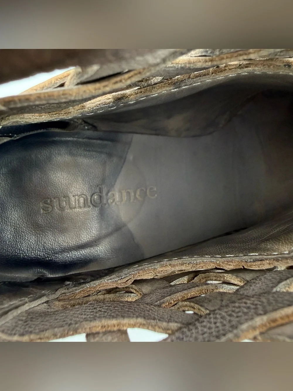 Sundance Promise Woven Burnished Leather Heeled Bootie 38 Western Boho Festival